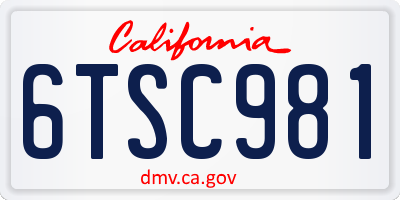 CA license plate 6TSC981