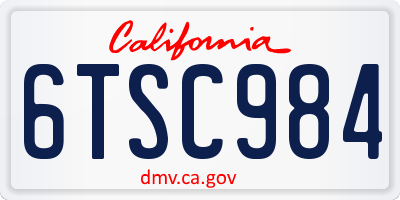 CA license plate 6TSC984