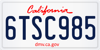 CA license plate 6TSC985