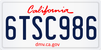 CA license plate 6TSC986