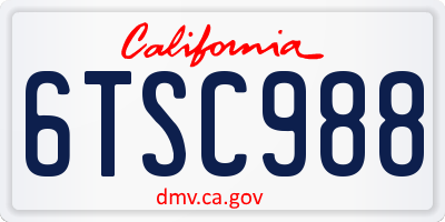 CA license plate 6TSC988