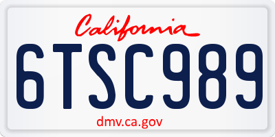 CA license plate 6TSC989