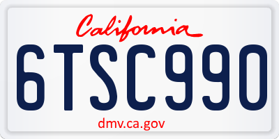 CA license plate 6TSC990