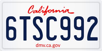 CA license plate 6TSC992