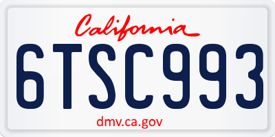 CA license plate 6TSC993