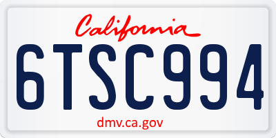 CA license plate 6TSC994