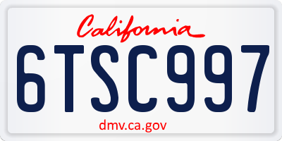 CA license plate 6TSC997