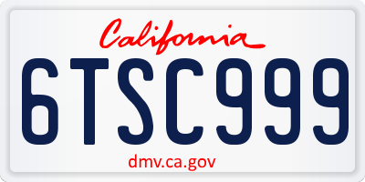 CA license plate 6TSC999
