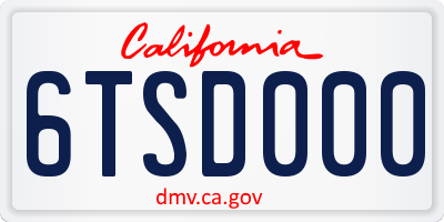 CA license plate 6TSD000