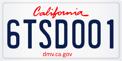 CA license plate 6TSD001