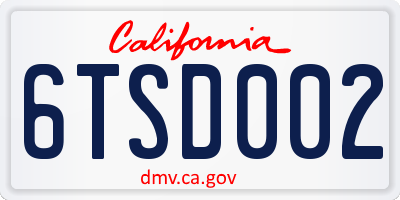 CA license plate 6TSD002