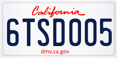 CA license plate 6TSD005