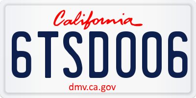 CA license plate 6TSD006