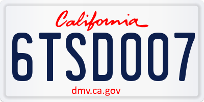 CA license plate 6TSD007