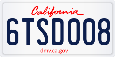 CA license plate 6TSD008