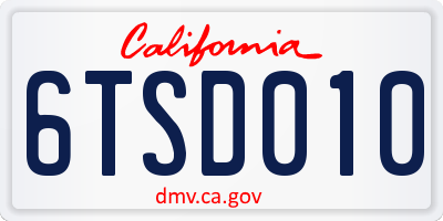 CA license plate 6TSD010