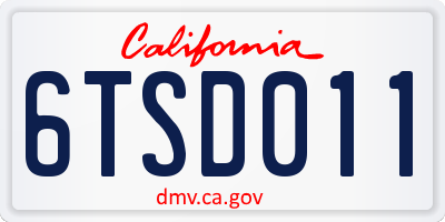 CA license plate 6TSD011