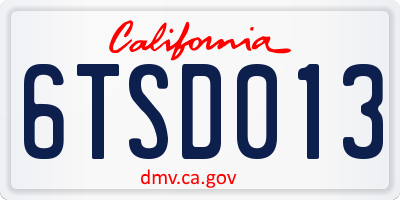 CA license plate 6TSD013