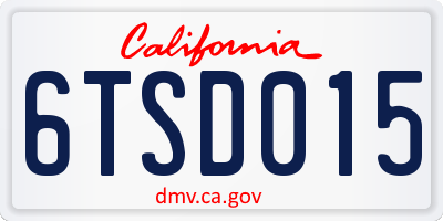 CA license plate 6TSD015