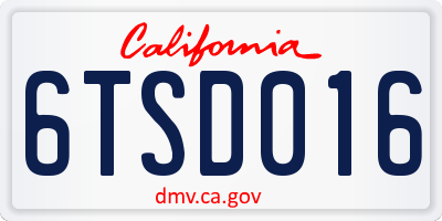 CA license plate 6TSD016