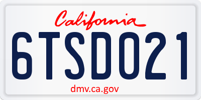 CA license plate 6TSD021