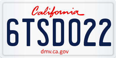 CA license plate 6TSD022