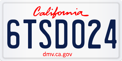 CA license plate 6TSD024
