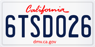 CA license plate 6TSD026