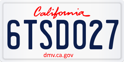 CA license plate 6TSD027