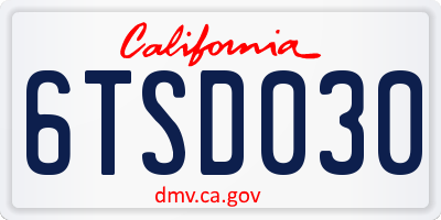 CA license plate 6TSD030