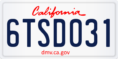 CA license plate 6TSD031