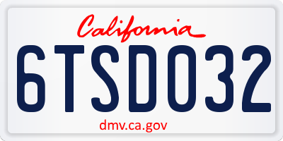 CA license plate 6TSD032
