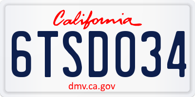 CA license plate 6TSD034