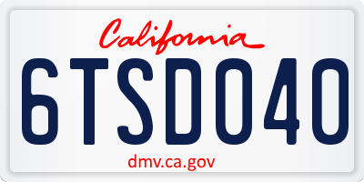 CA license plate 6TSD040