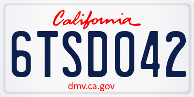 CA license plate 6TSD042