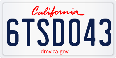 CA license plate 6TSD043