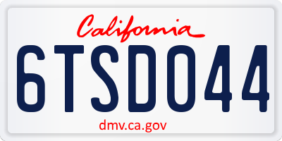 CA license plate 6TSD044
