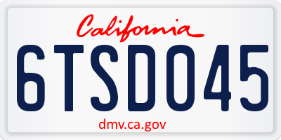 CA license plate 6TSD045