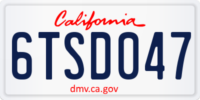 CA license plate 6TSD047