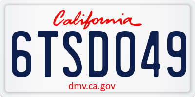 CA license plate 6TSD049