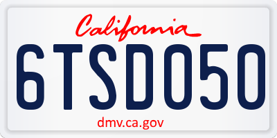 CA license plate 6TSD050