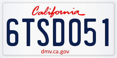 CA license plate 6TSD051