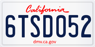 CA license plate 6TSD052