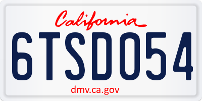 CA license plate 6TSD054