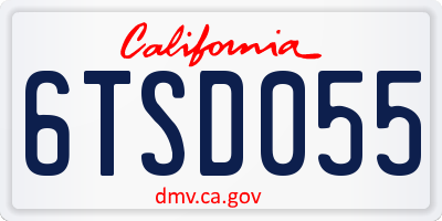 CA license plate 6TSD055