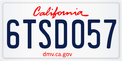 CA license plate 6TSD057