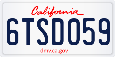 CA license plate 6TSD059