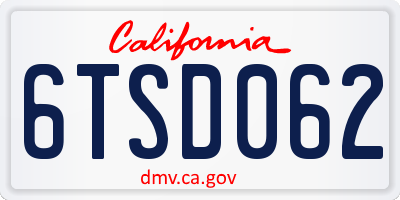 CA license plate 6TSD062