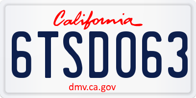 CA license plate 6TSD063