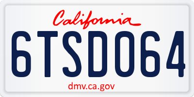 CA license plate 6TSD064